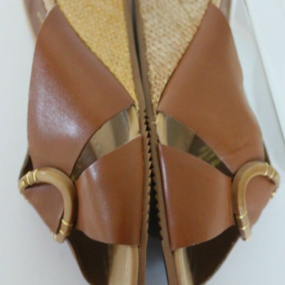 New CLOUD WALKERS Women Leather Slip On Mules Sandals "Lily" Size 10W Wedge - Picture 2 of 5